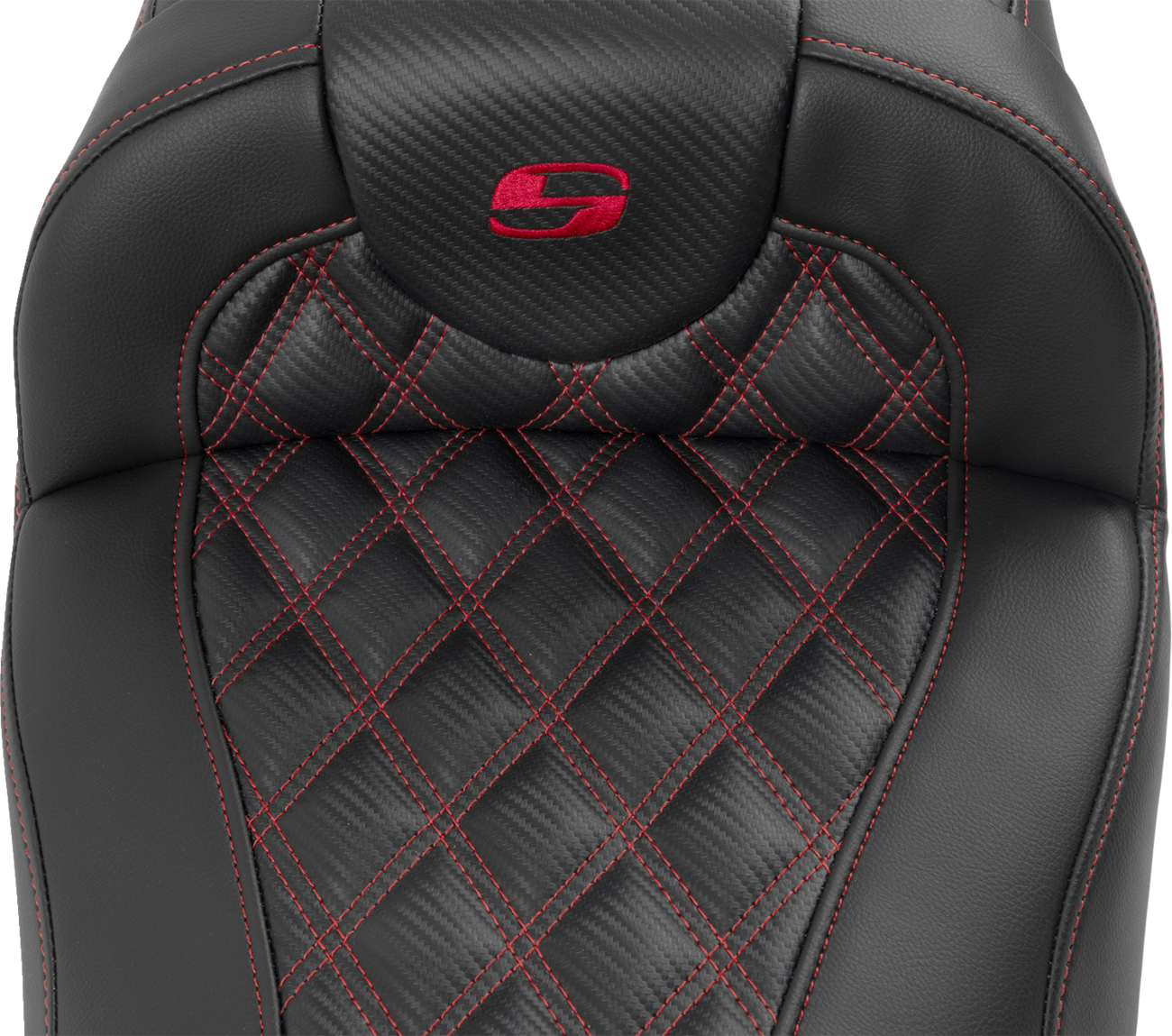 Roadsofa™ Extended Reach Seat - With Backrest - Lattice Stitch - Red Stitch - FLTR/FLHX '23-'24