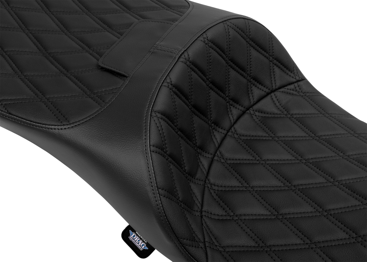 Extended Reach Freedom Seat - Vinyl - Double Diamond - Black Stitch - FLT/FLH '09-'25