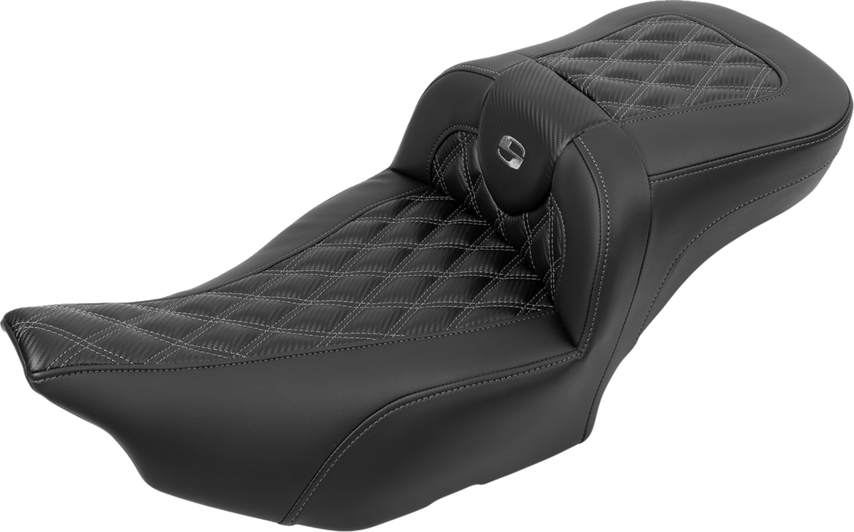 Roadsofa™ Extended Reach Seat - Without Backrest - Lattice Stitch - Gray Stitch - FLTR/FLHX '23-'24