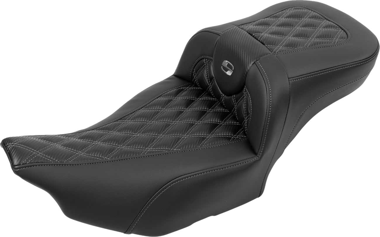 Roadsofa™ Extended Reach Seat - Without Backrest - Lattice Stitch - Gray Stitch - FLTR/FLHX '23-'24