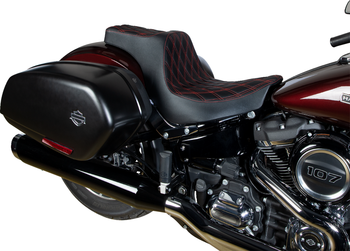 Predator III 2-Up Seat - Vinyl - Double Diamond - Red Stitching - FL/FX '18-'24