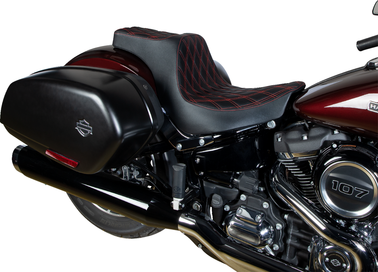 Predator III 2-Up Seat - Vinyl - Double Diamond - Red Stitching - FL/FX '18-'24