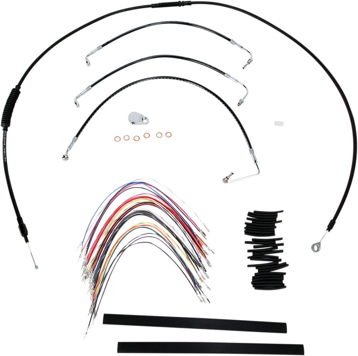 Complete Black Vinyl Handlebar Cable/Line Kit For Ape Hangers - 13" - '08-'13 FLH
