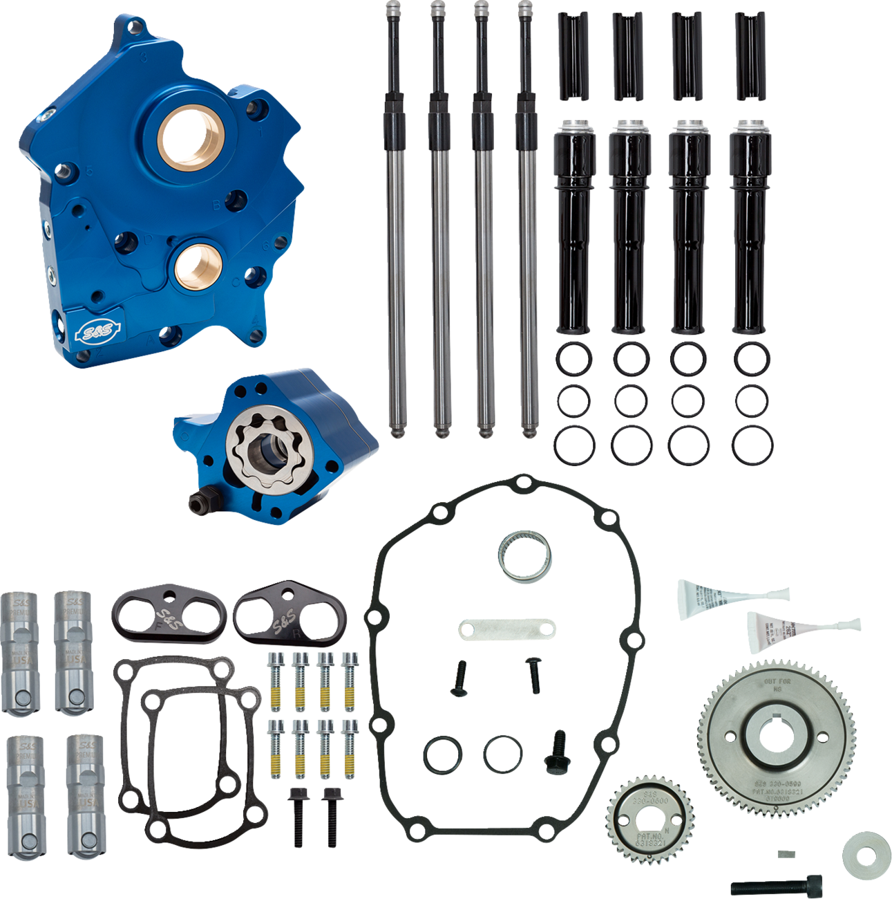 Cam Chest - Oil Cooled - Gear Drive - Black Pushrod Tubes - M8