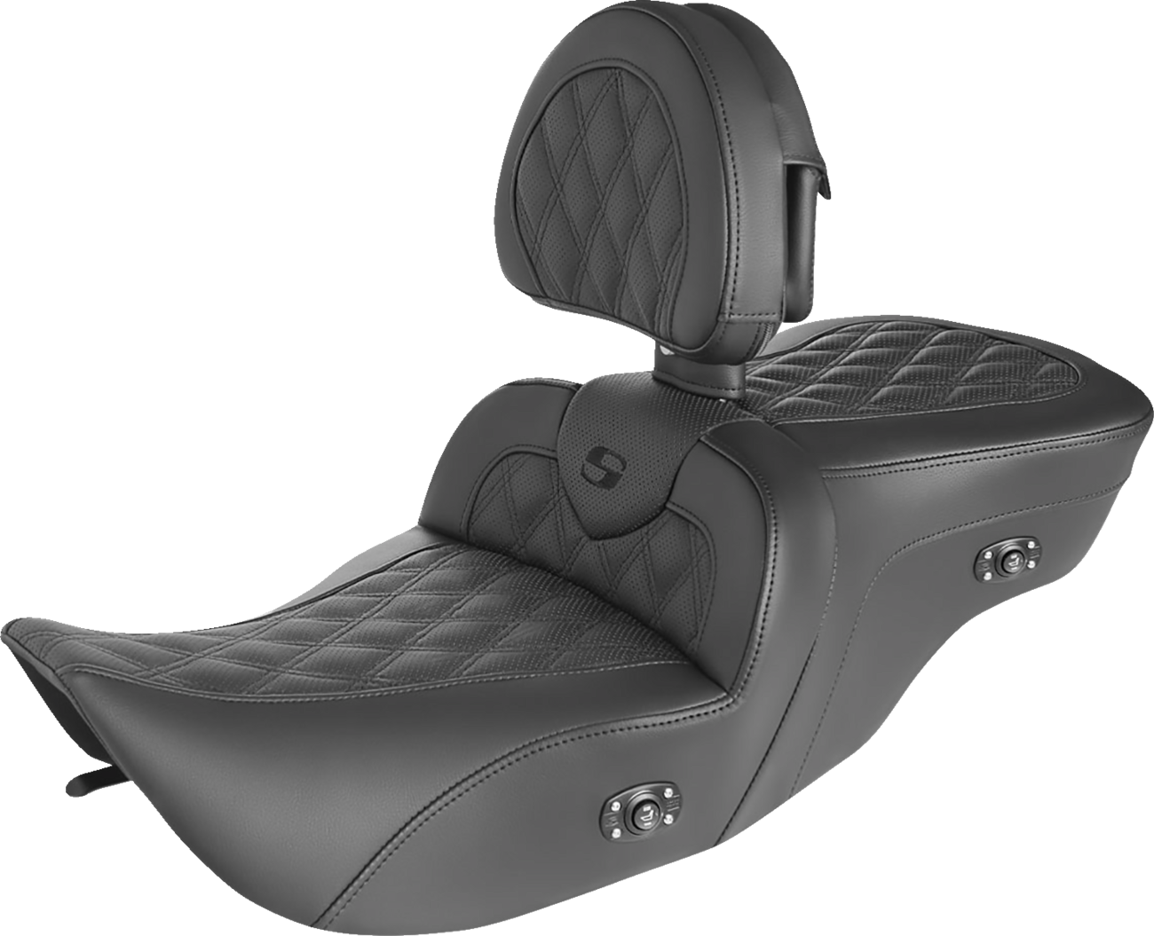 Roadsofa™ Seat - With Backrest - Full Lattice Stitch - Heated - '99-'07 FLH