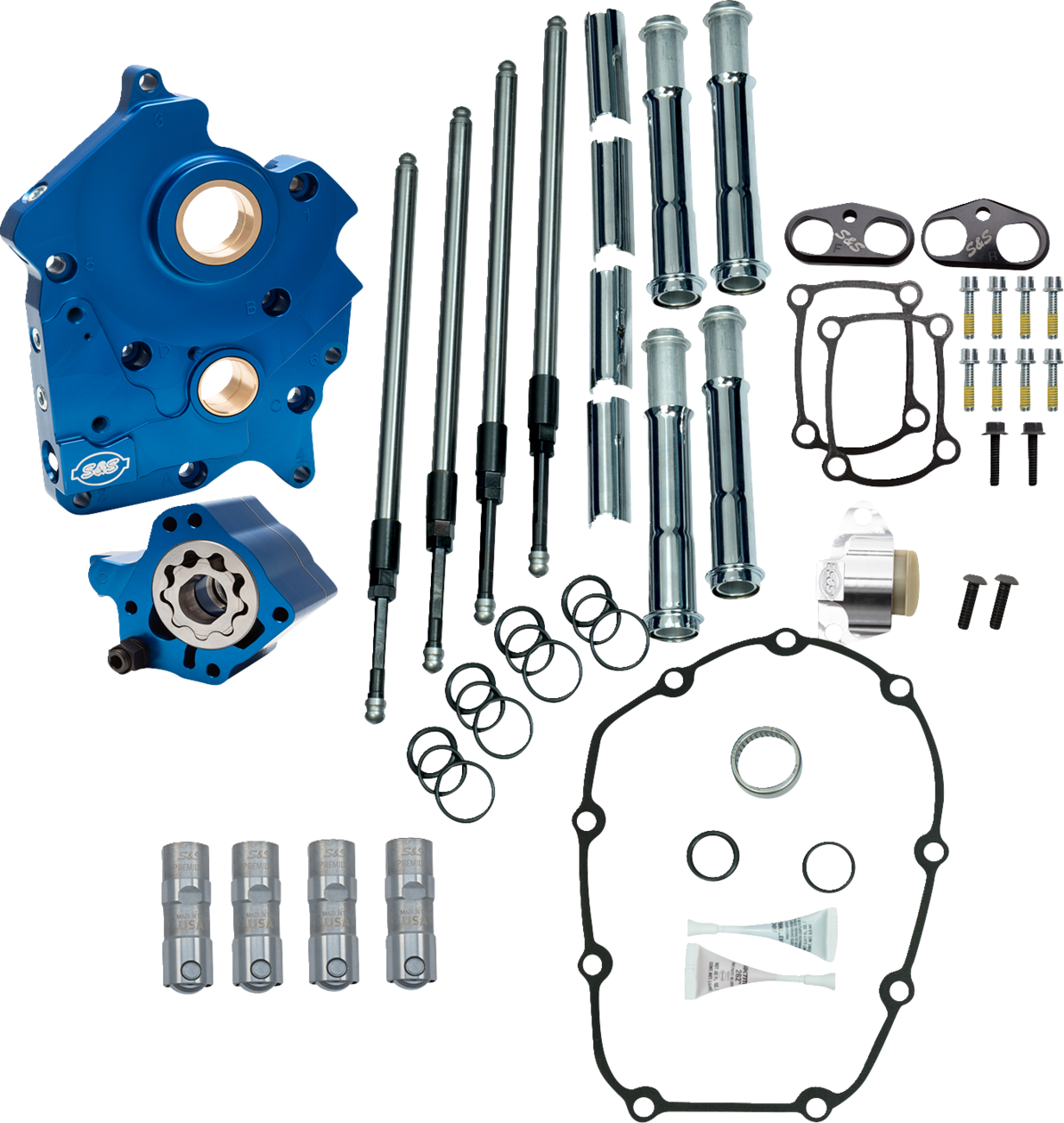 Cam Chest - Oil Cooled - Chain Drive - Chrome Pushrod Tubes - M8