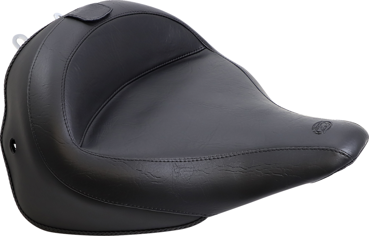 Wide Solo Seat - With Backrest - Vintage - Black - Smooth - FLSTN '05-'17