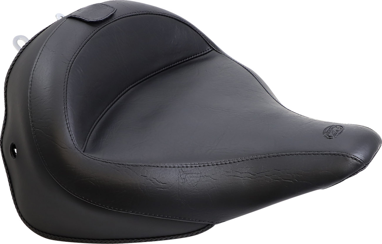 Wide Solo Seat - With Backrest - Vintage - Black - Smooth - FLSTN '05-'17