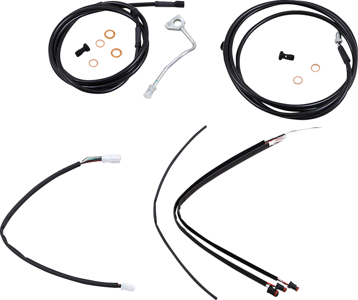 Complete Black Vinyl Handlebar Cable/Line Kit For Ape Hangers - 18" - ABS - '17-'20 Touring