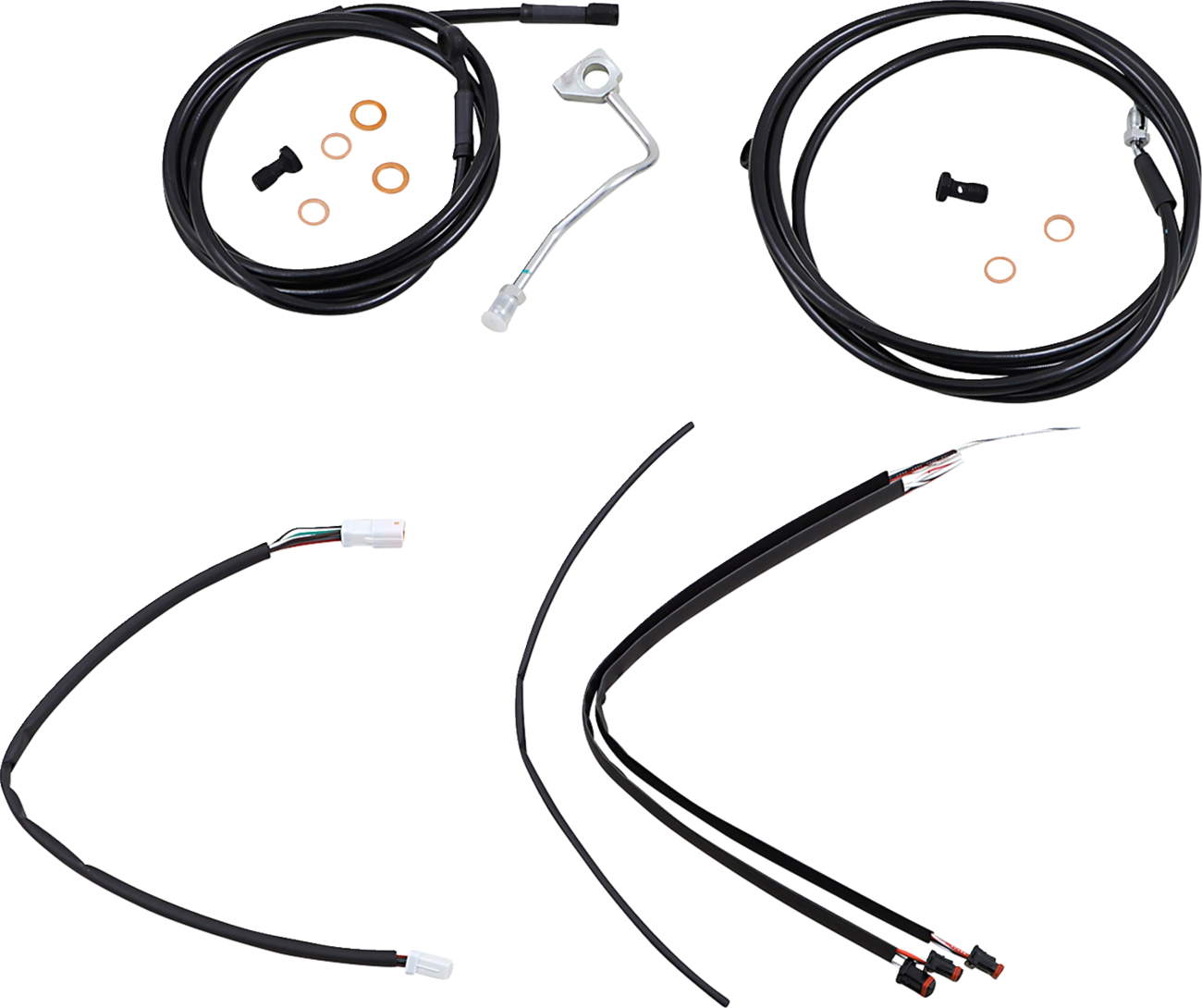 Complete Black Vinyl Handlebar Cable/Line Kit For Ape Hangers - 18" - ABS - '17-'20 Touring