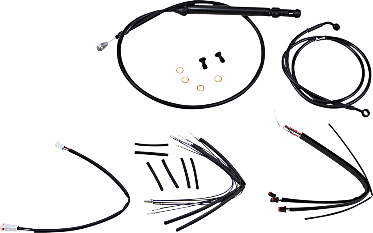 Handlebar Cable/Brake Line Kit For Burly Ape Handlebars - 14" Gorilla - FLSL - Black