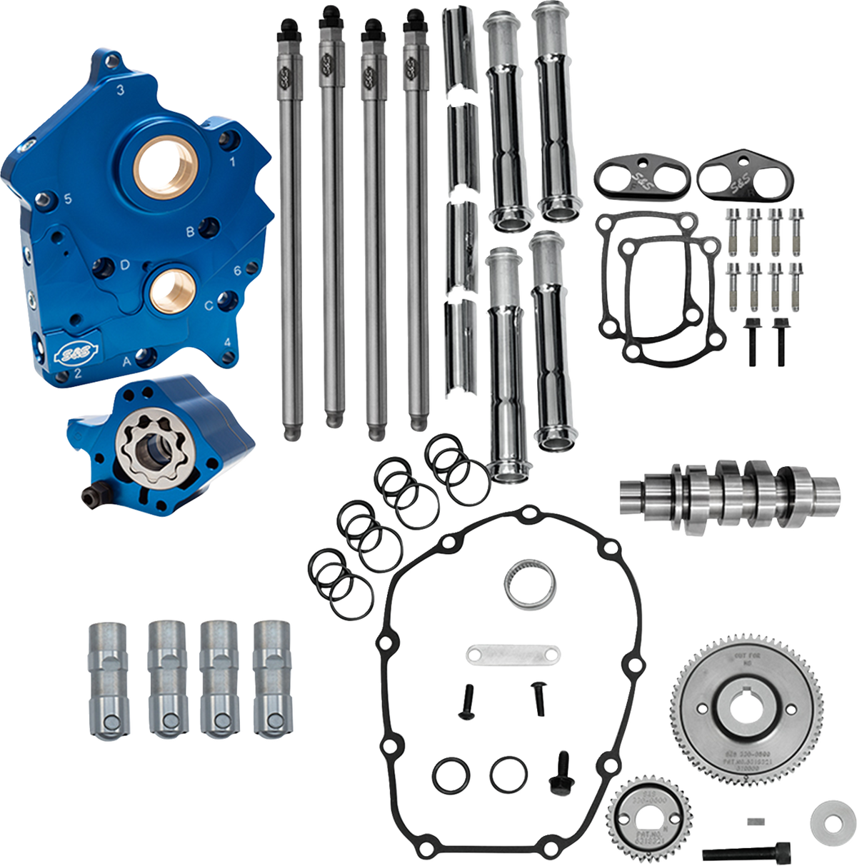 Cam Chest Kit - Water Cooled - Gear Drive - 496 Cam - Chrome Pushrod Tubes - M8