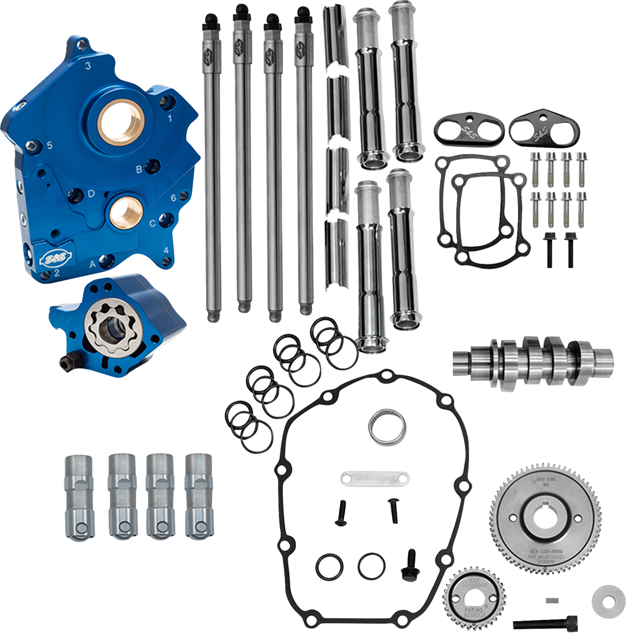 Cam Chest Kit - Water Cooled - Gear Drive - 496 Cam - Chrome Pushrod Tubes - M8