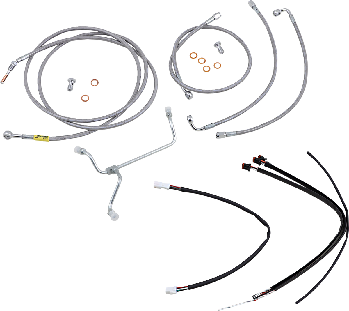 Complete Stainless Braided Handlebar Cable/Brake Line Kit - 15" Ape Hangers - '17-'20 FLH