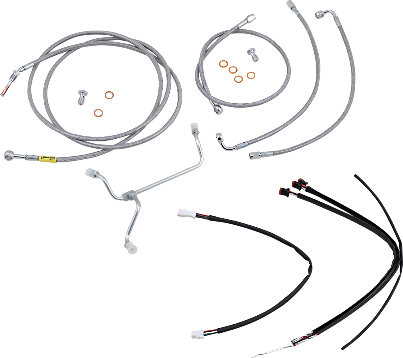Complete Stainless Braided Handlebar Cable/Brake Line Kit - 15" Ape Hangers - '17-'20 FLH
