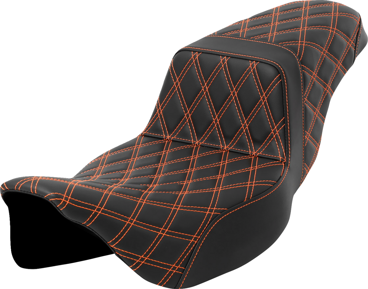 Step-Up Seat - Lattice Stitch - Orange Stitch - Extended Reach - FLH/FLT '08-'23