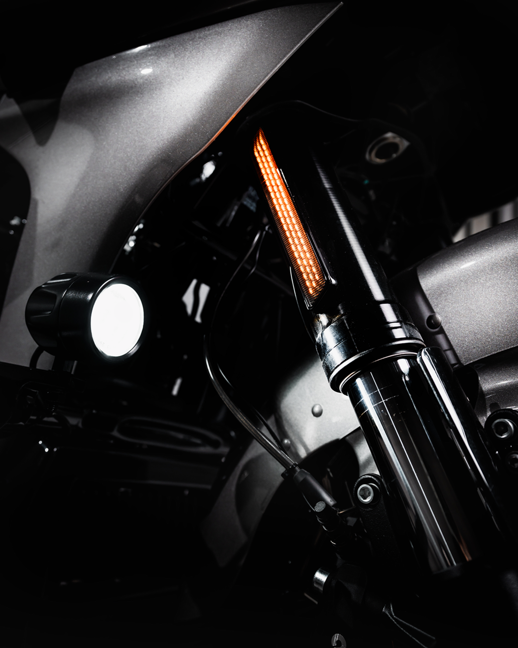 LED Fork Light - Smoke - Black