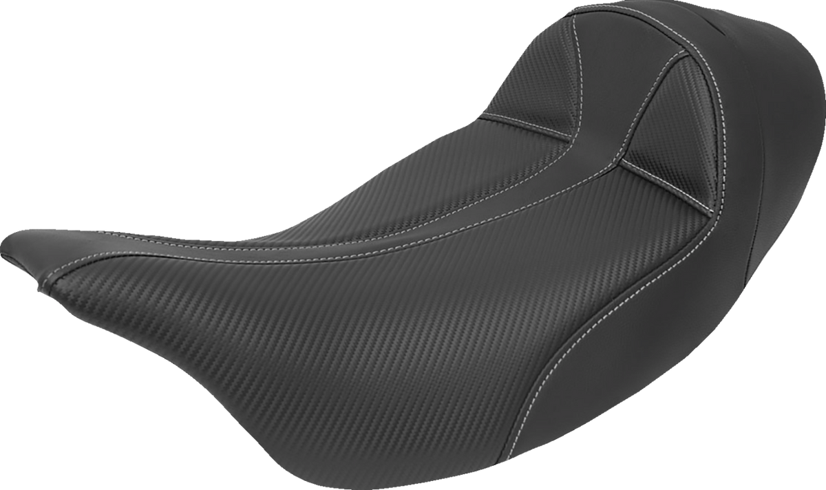 Dominator Solo Seat - Extended Reach - W/O Backrest - Black W/ Gray Stitching - FL '08-'24