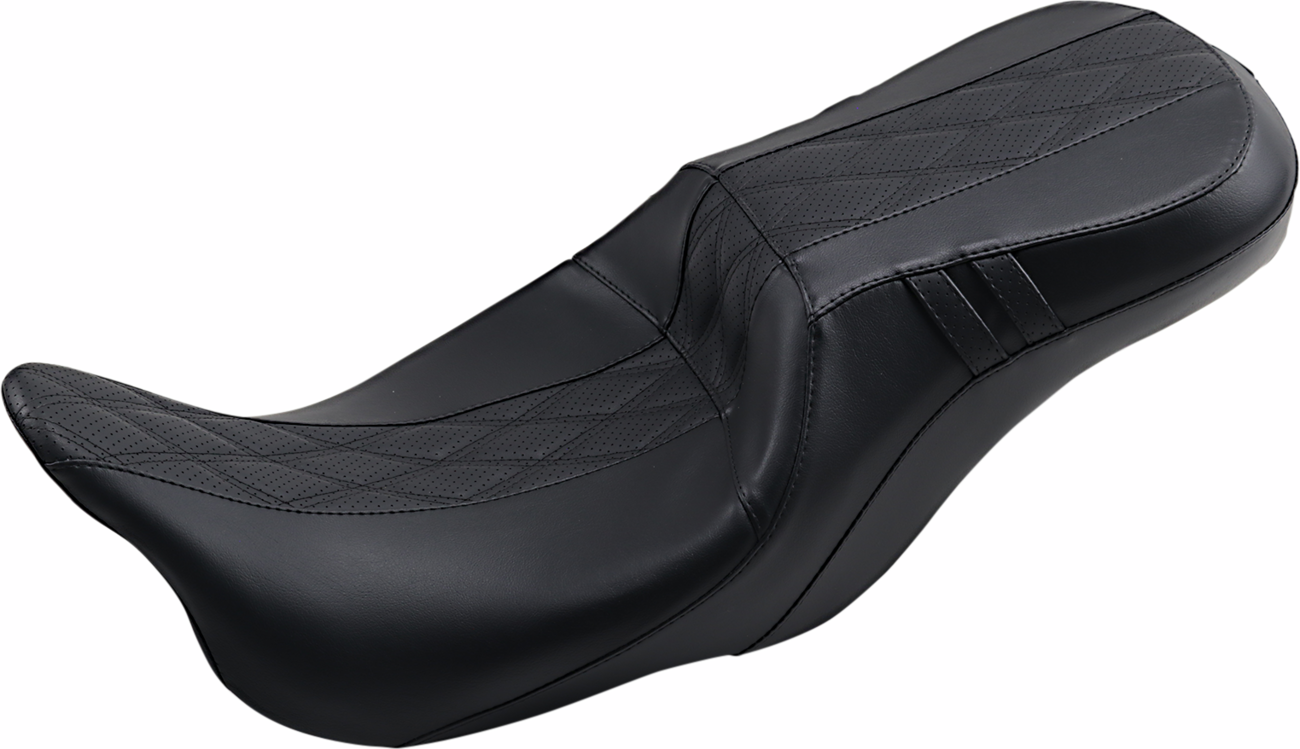 Outcast GT-2 Seat - 2-Up - W/O Backrest - Black Double Diamond - Perforated - FL '08-'23