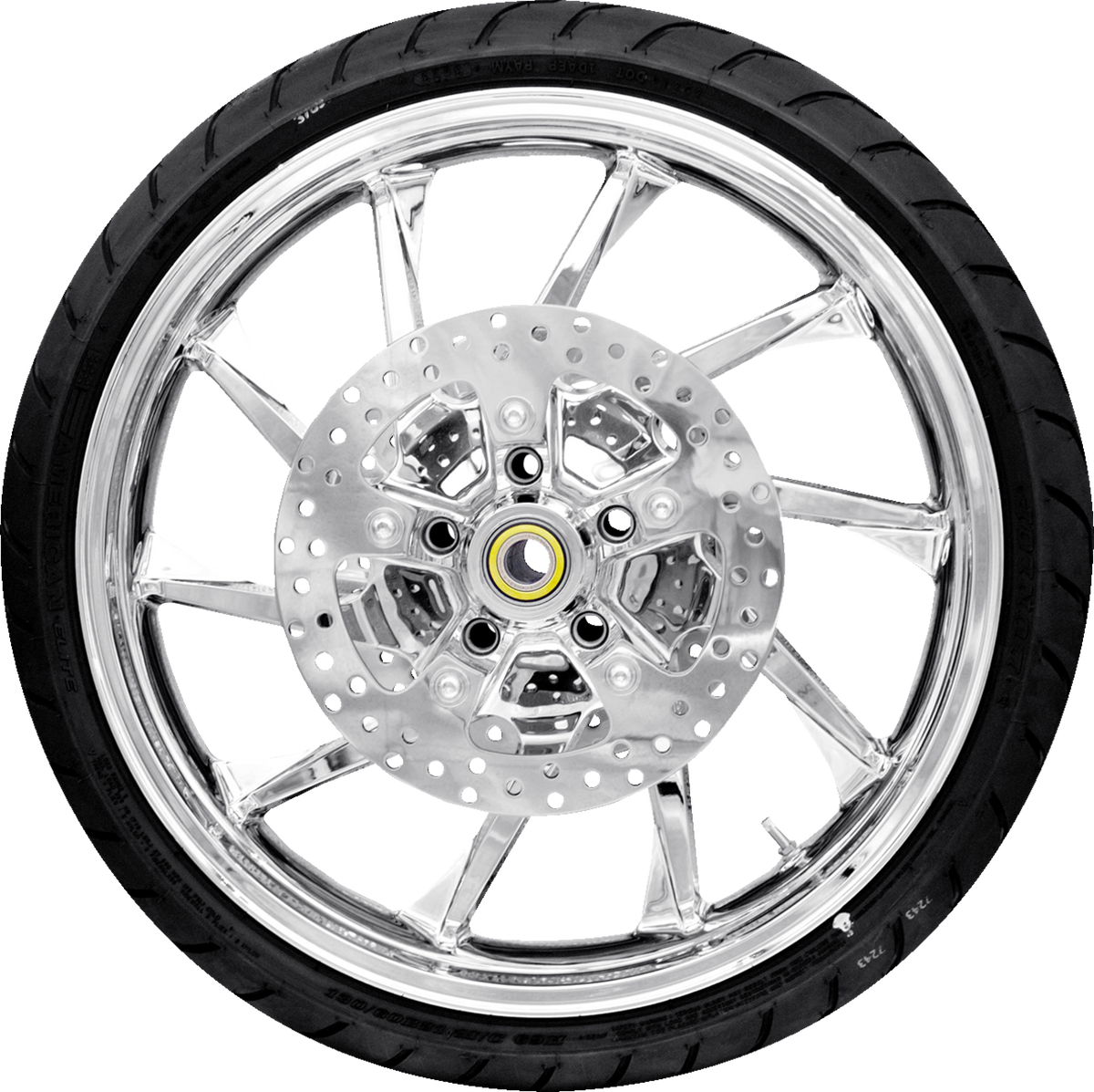 Hurricane Front Wheel - Chrome (21") | Rotors (11.8") | Dunlop AE2 Tire (130/60b21)