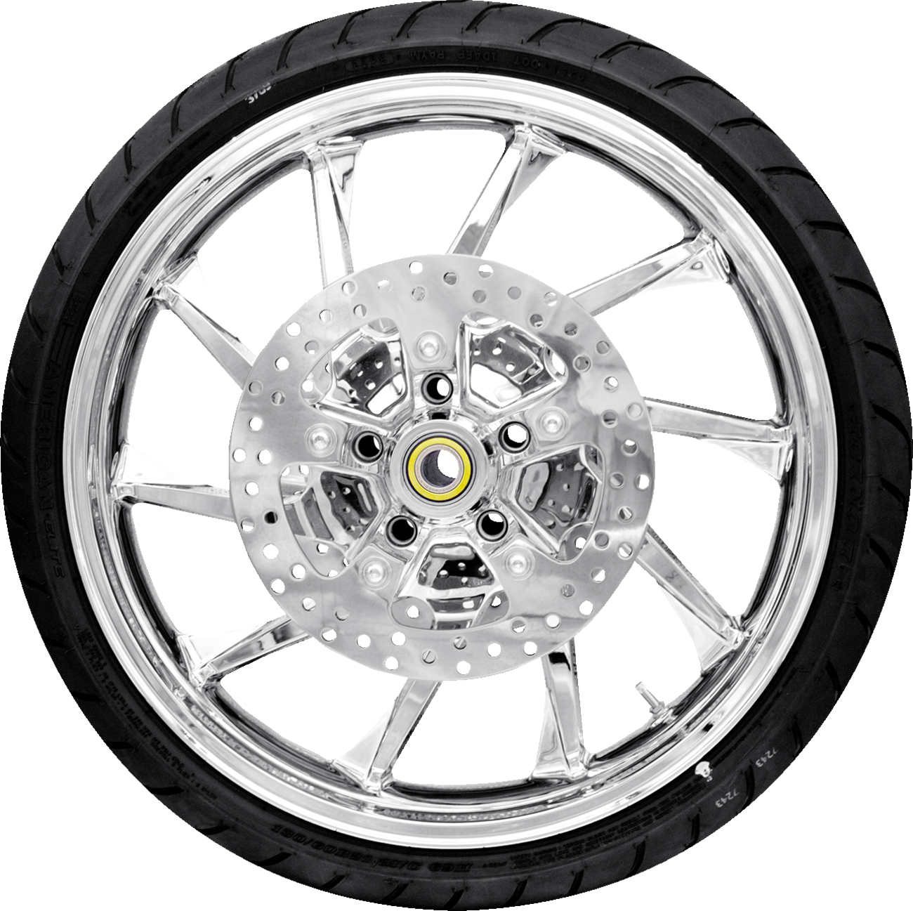 Hurricane Front Wheel - Chrome (21") | Rotors (11.8") | Dunlop AE2 Tire (130/60b21)