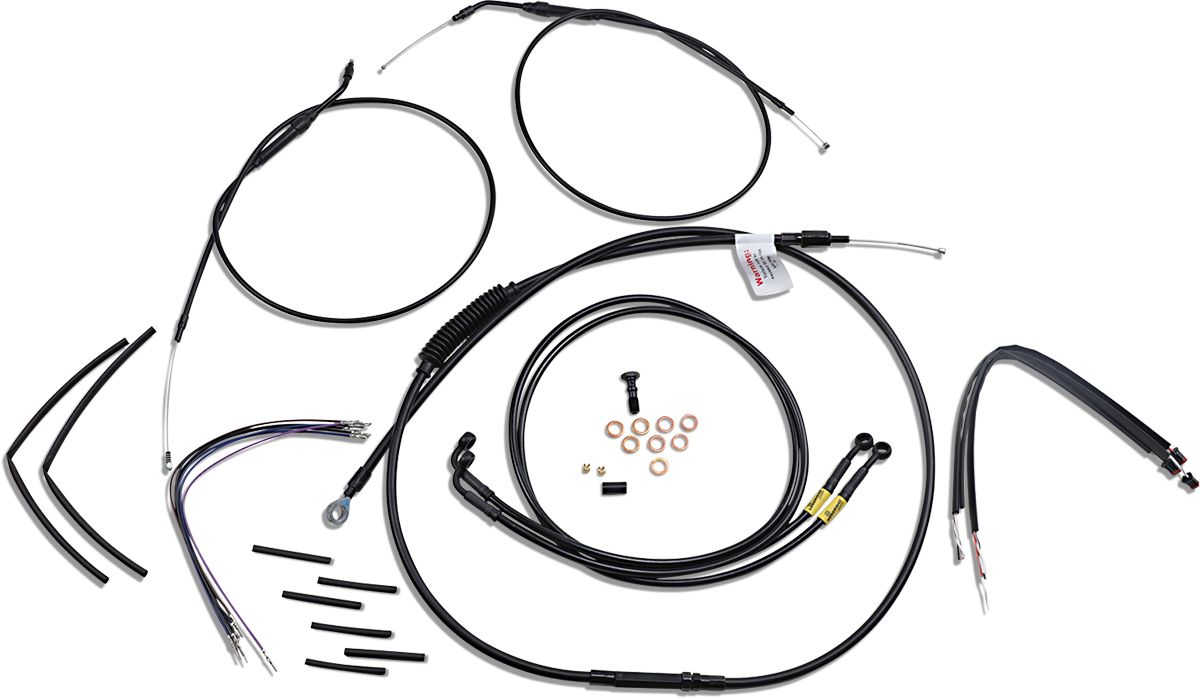 Jail Bar Cable Kit - 14" Handlebars - Black Vinyl - '12-'17 Dyna