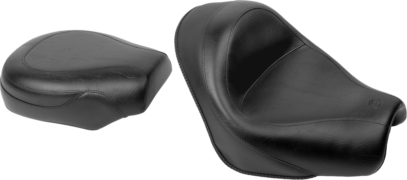 Seat - Vintage - Wide - Touring - Without Driver Backrest - Two-Piece - Smooth - Black