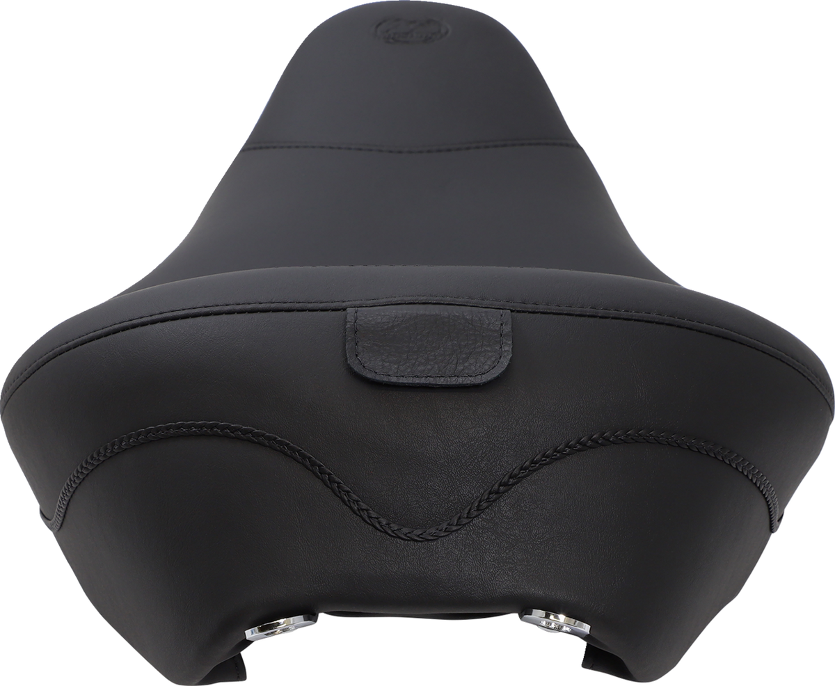 Wide Solo Seat - With Backrest - Vintage - Black - Smooth - FL '08-'25