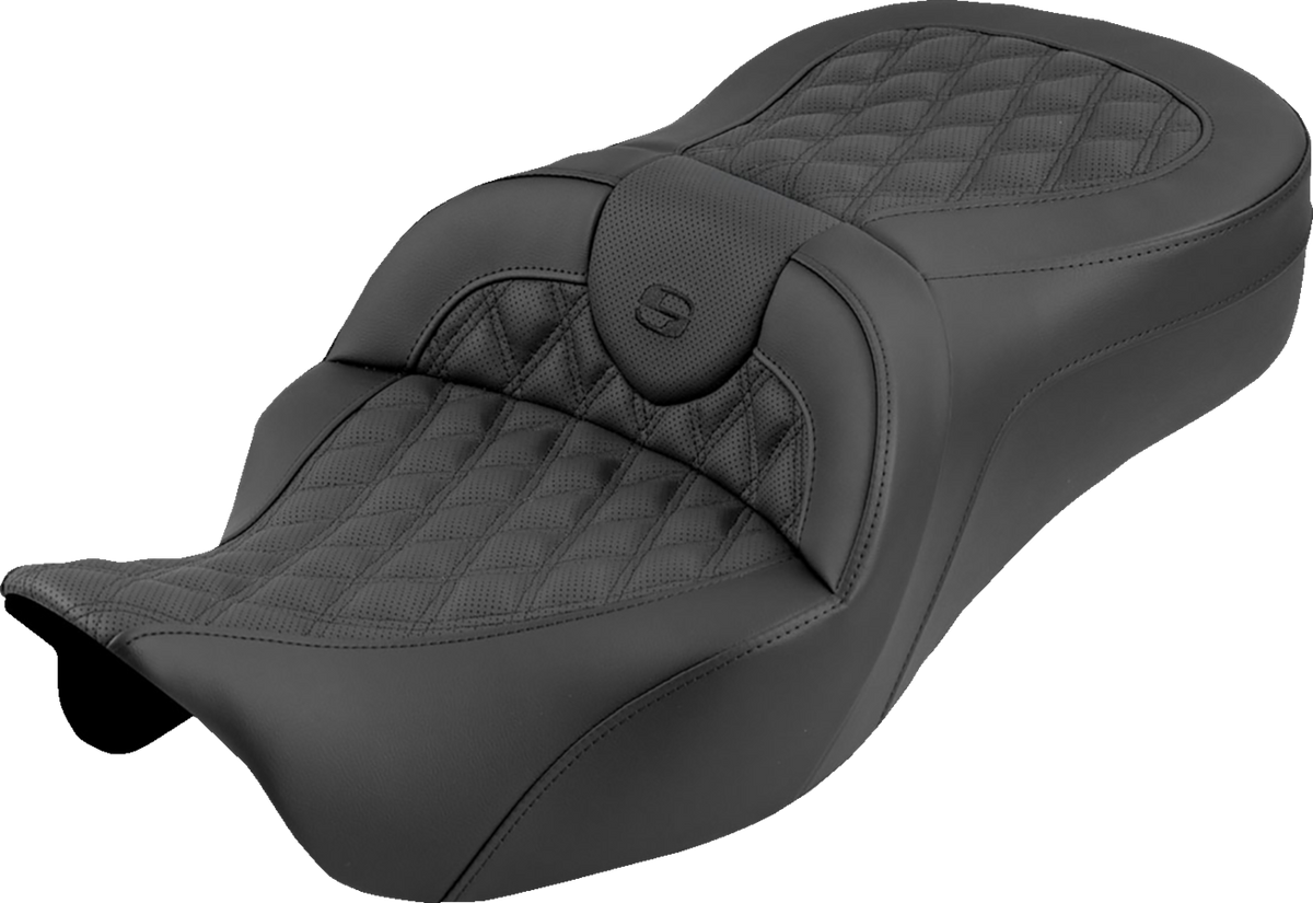 Roadsofa™ King Seat - No Backrest - Lattice Stitch - Black Stitch - FLH/FLT '08-'25