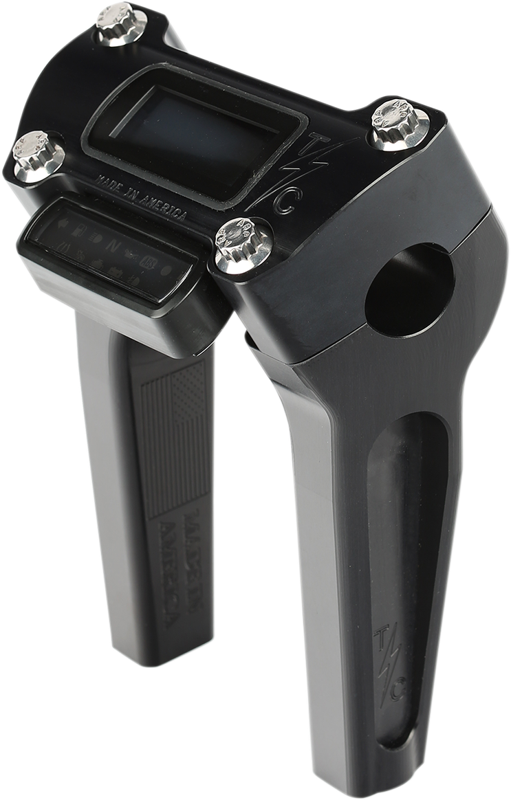 Handlebar Risers - Straight - 6" - Gauge Cutout - Black