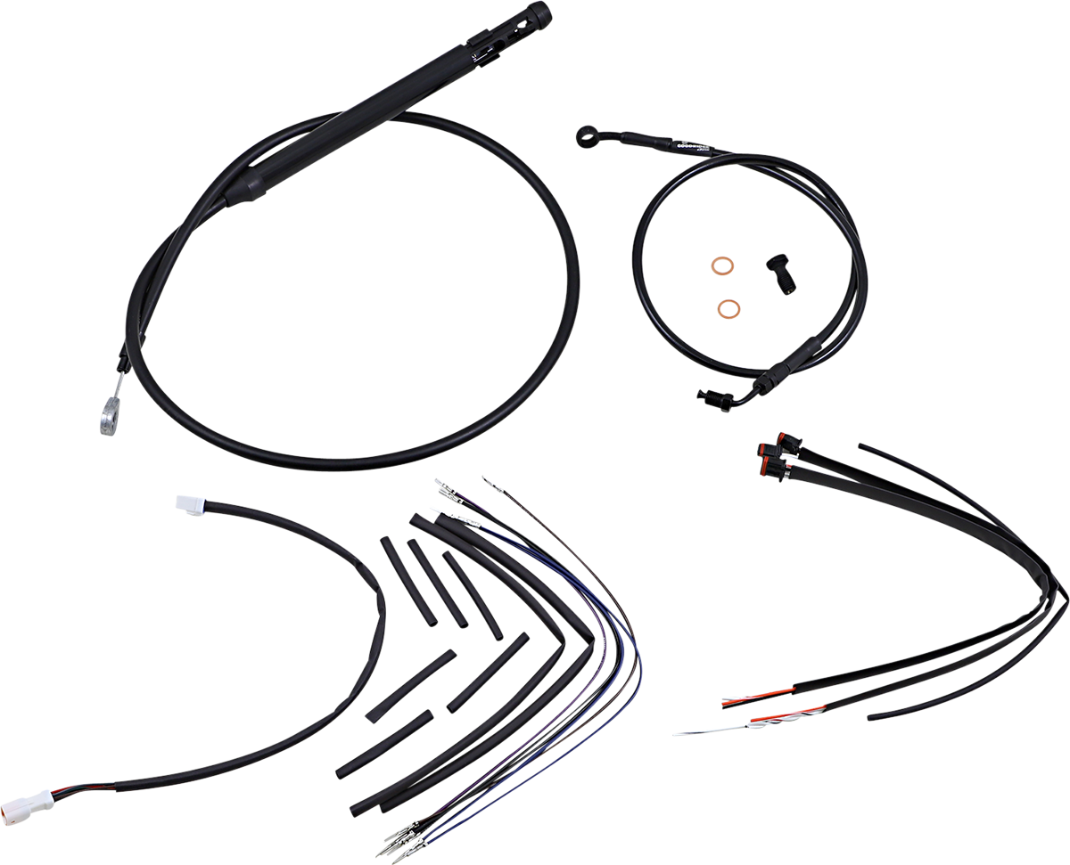 Complete Black Vinyl Handlebar Cable/Line Kit For Ape Hangers - 16" - '18-'24 Softail
