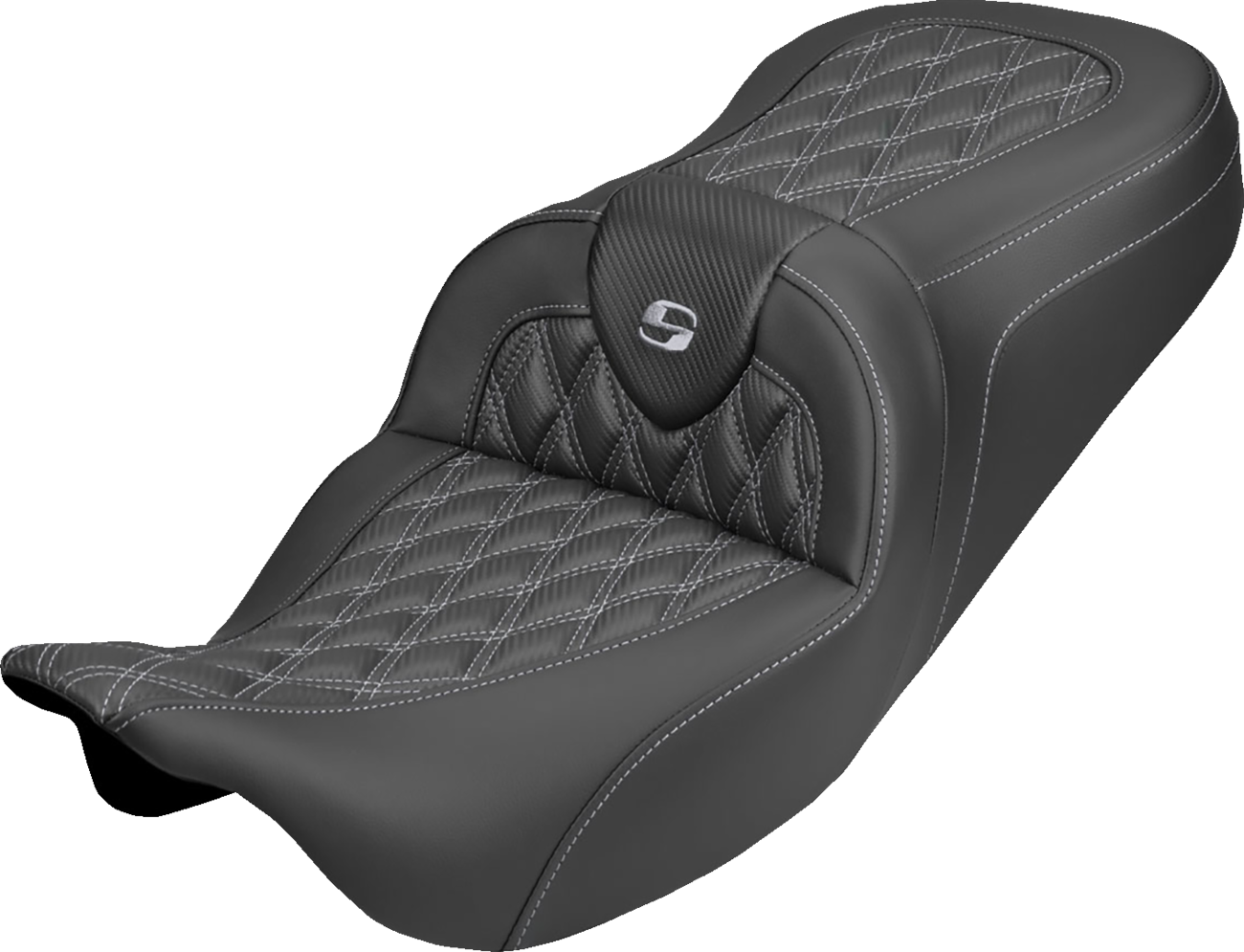 Roadsofa™ Carbon Fiber Seat - Lattice - Silver Stitch - Without Backrest - FLH/FLT '08-'25