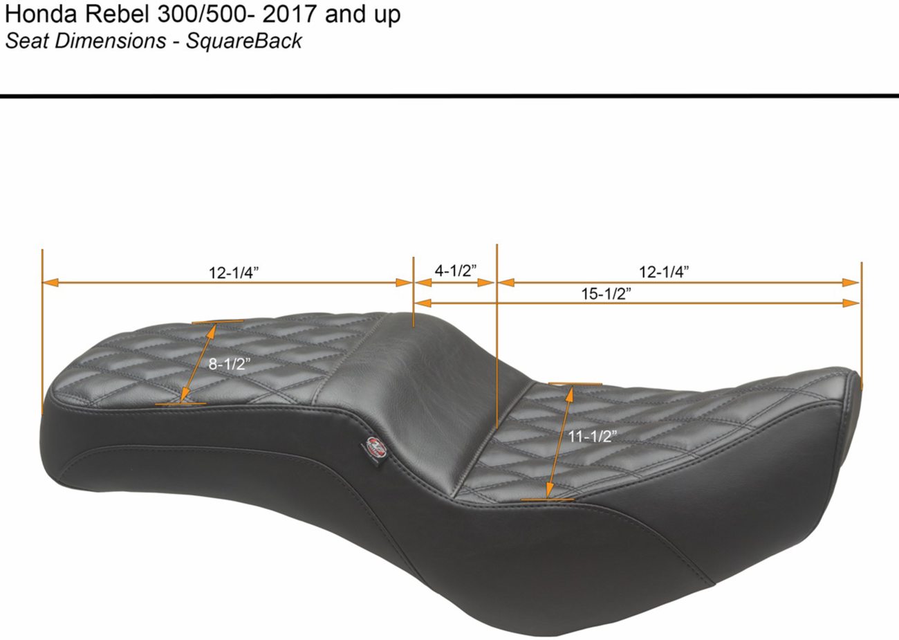 Squareback Seat - Black - Double Diamond - Rebel 300/500 '17-'23