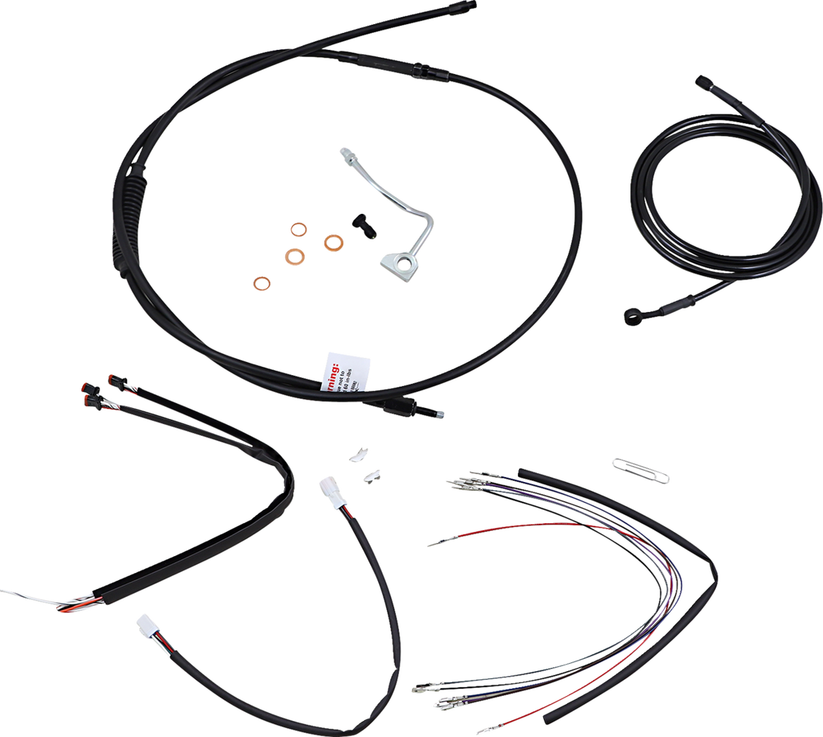 Complete Black Vinyl Handlebar Cable/Line Kit For Ape Hangers - 16" - ABS - '14-'16 FLHR