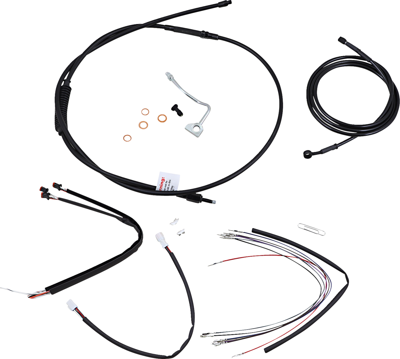 Complete Black Vinyl Handlebar Cable/Line Kit For Ape Hangers - 16" - ABS - '14-'16 FLHR