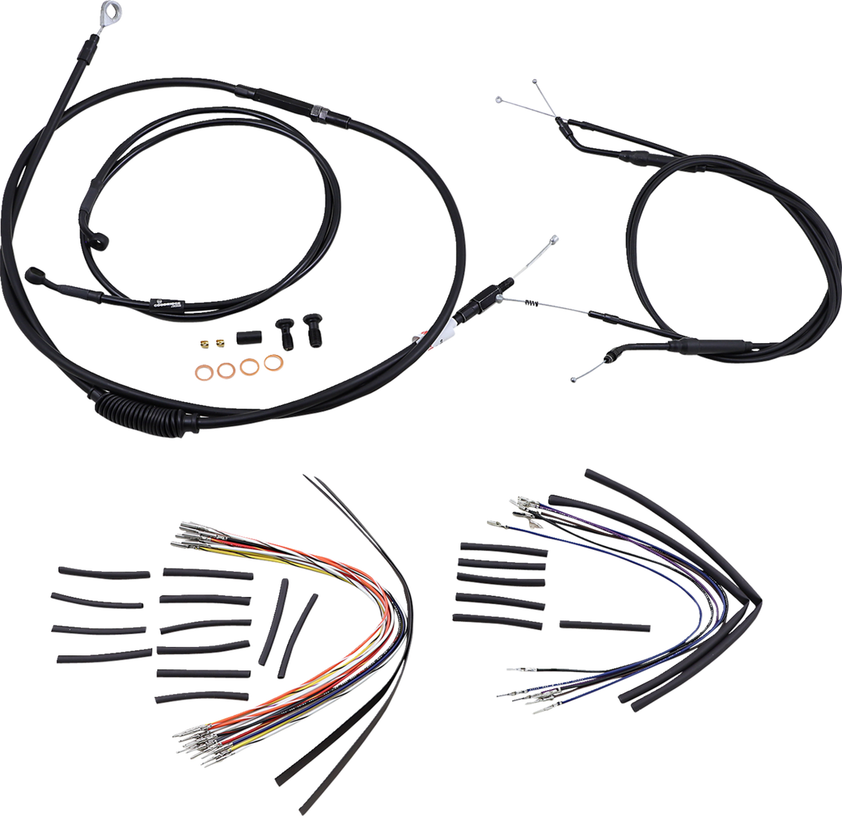 Complete Black Vinyl Handlebar Cable/Line Kit For Ape Hangers - 14" - '96-'05 FXD