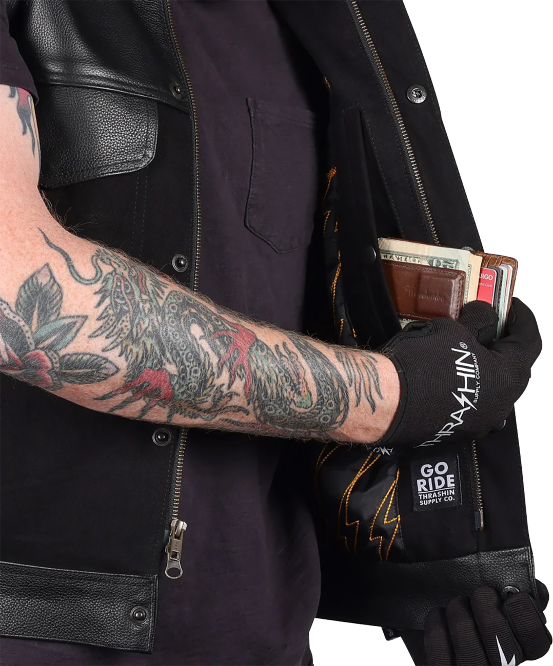 Kanan Leather/Denim Riding Vest