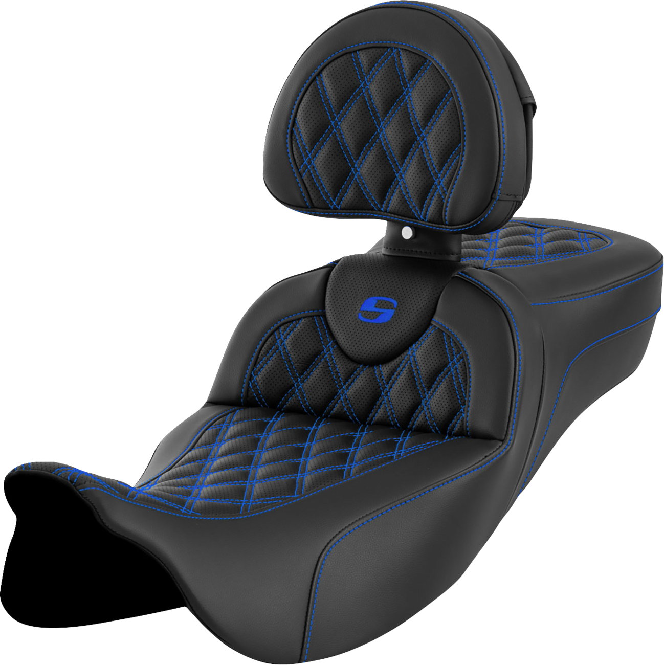 Roadsofa™ Extended Reach Seat - Lattice Stitch - Blue Stitch - With Backrest - FL '08-'24