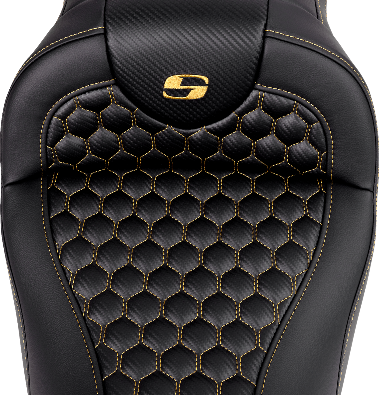 RoadSofa™ Seat - Honeycomb - Gold Stitch - Without Backrest - FLH/FLT '08-'23