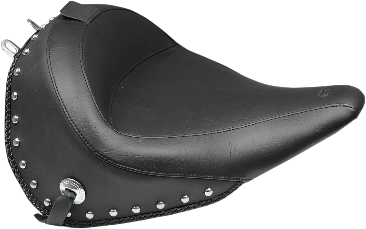 Wide Solo Seat - With Backrest - Black - Studded W/ Concho - FLSTC '16-'17