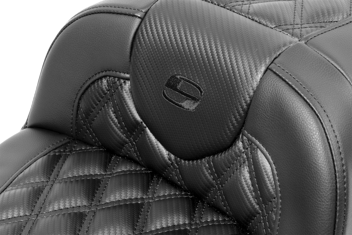 Roadsofa™ Extended Reach Seat - Without Backrest - Carbon Fiber - Lattice Stitch - FLTR/FLHX '23-'24