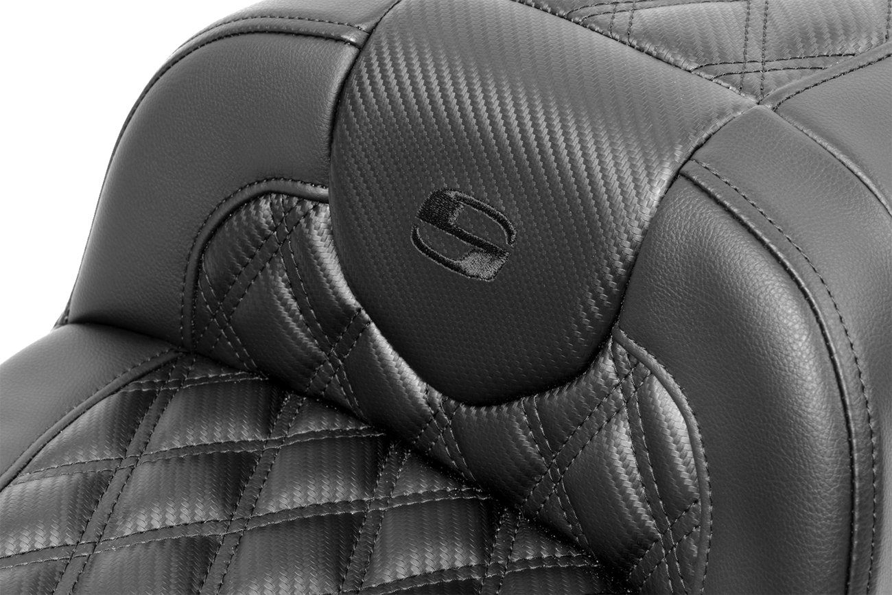 Roadsofa™ Extended Reach Seat - Without Backrest - Carbon Fiber - Lattice Stitch - FLTR/FLHX '23-'24