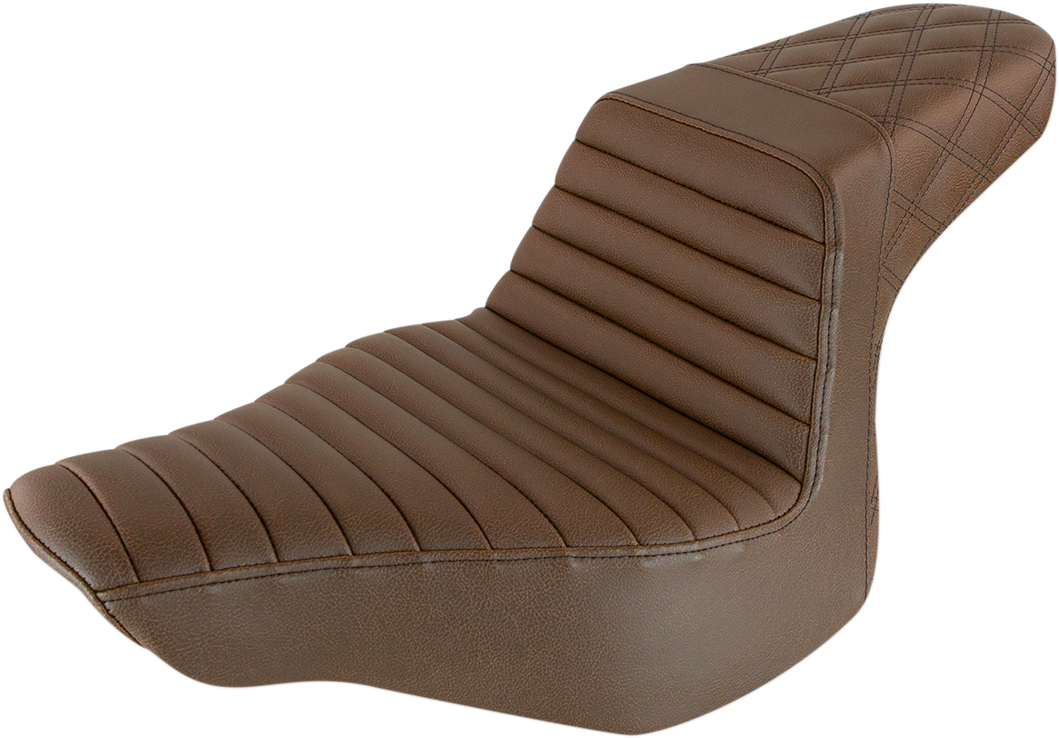 Step-Up Seat - Front Tuck-N-Roll/Rear Lattice Stitch - Brown