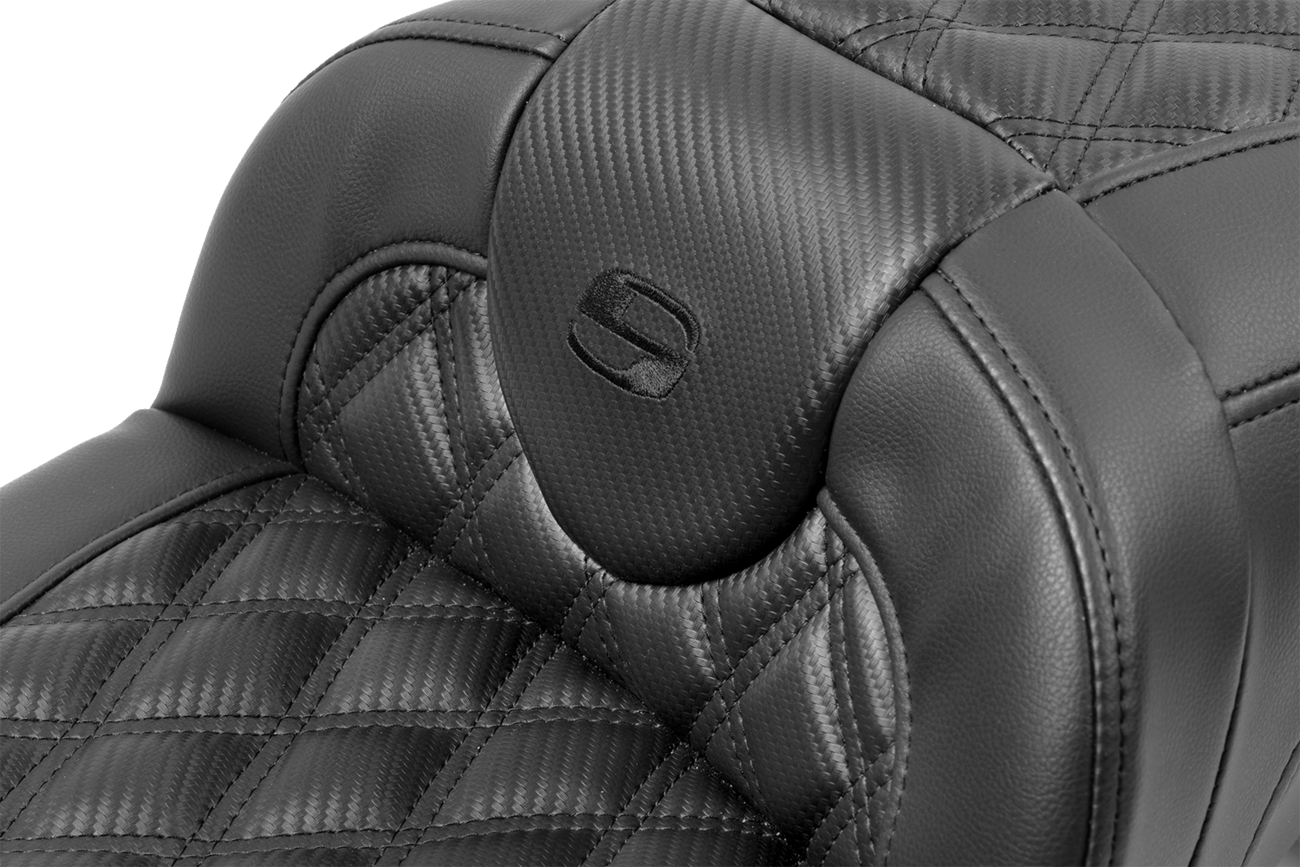 Roadsofa™ Extended Reach Seat - With Backrest - Carbon Fiber - Lattice Stitch - FLTR/FLHX '23-'24