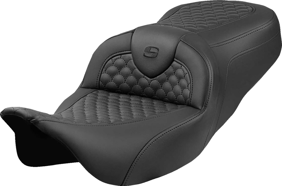 Roadsofa™ Seat - Dragon Scale Stitch - Black Stitch - W/O Backrest - FLH/FLT '08-'24