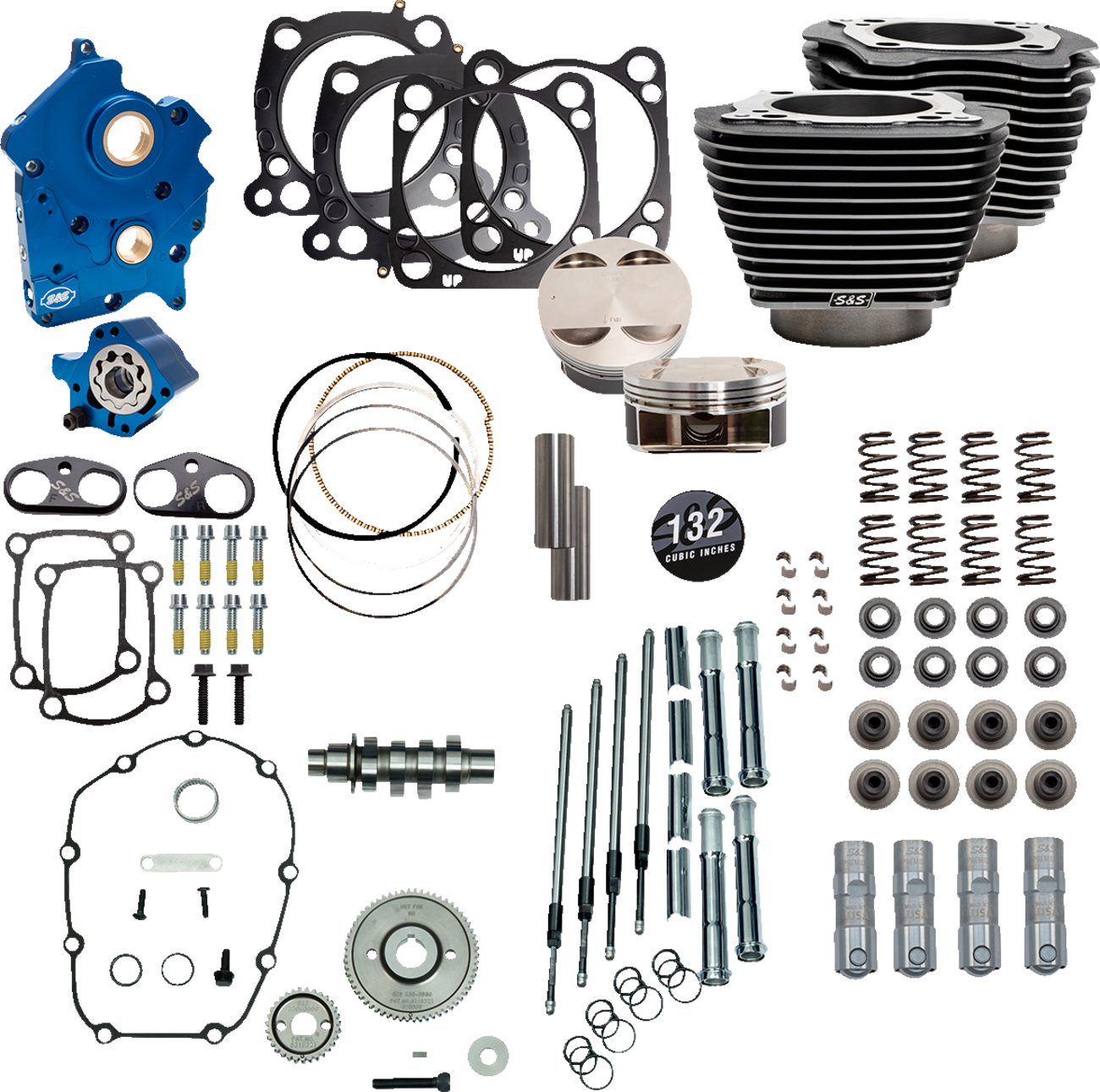 132" Power Package Engine Performance Kit - Gear Drive - Water Cooled - Highlighted Fins - M8