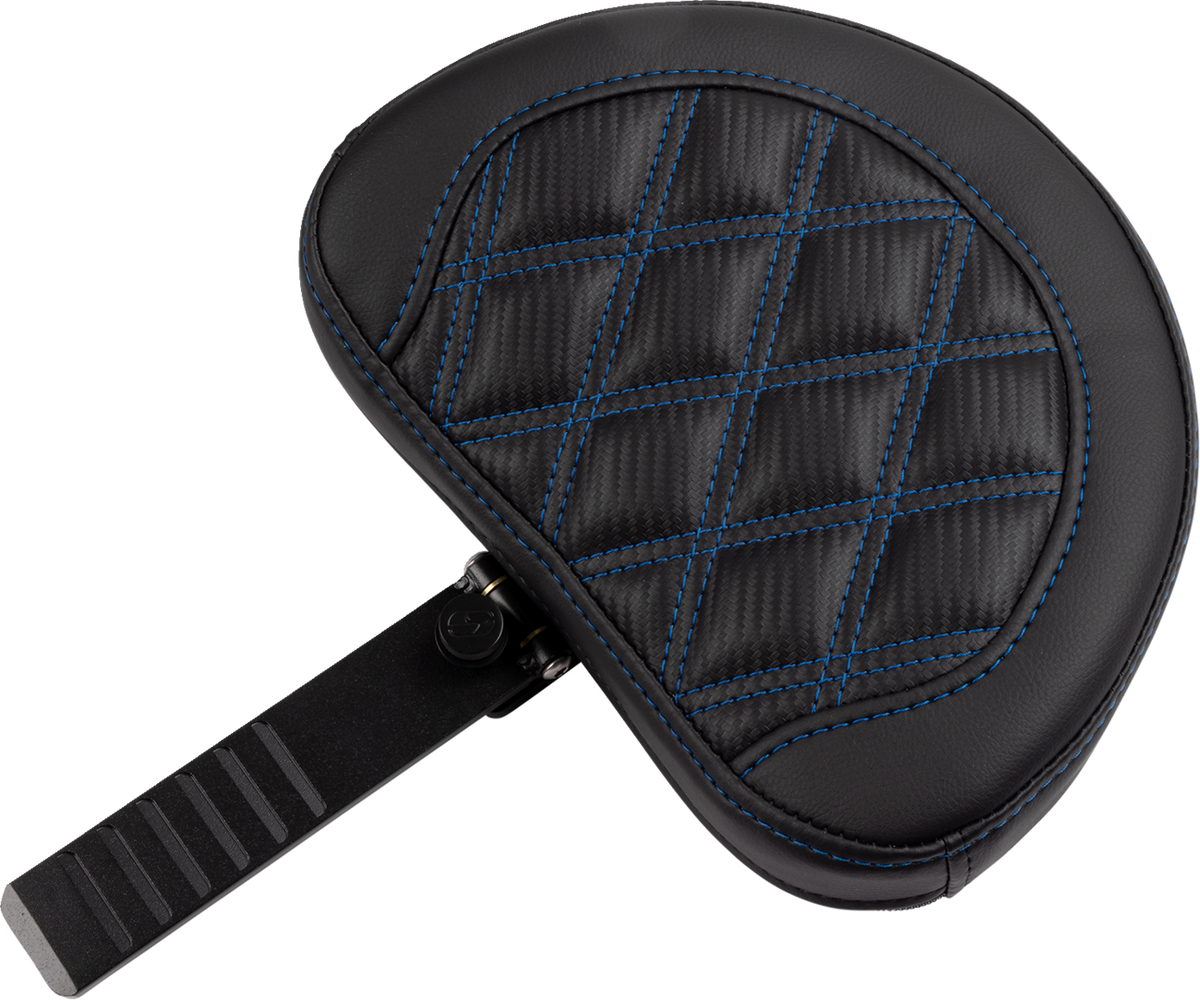 RoadSofa™ Seat - With Backrest - Carbon Fiber - Lattice Stitch - Blue Stitch - FLTR/FLHX '23-'24