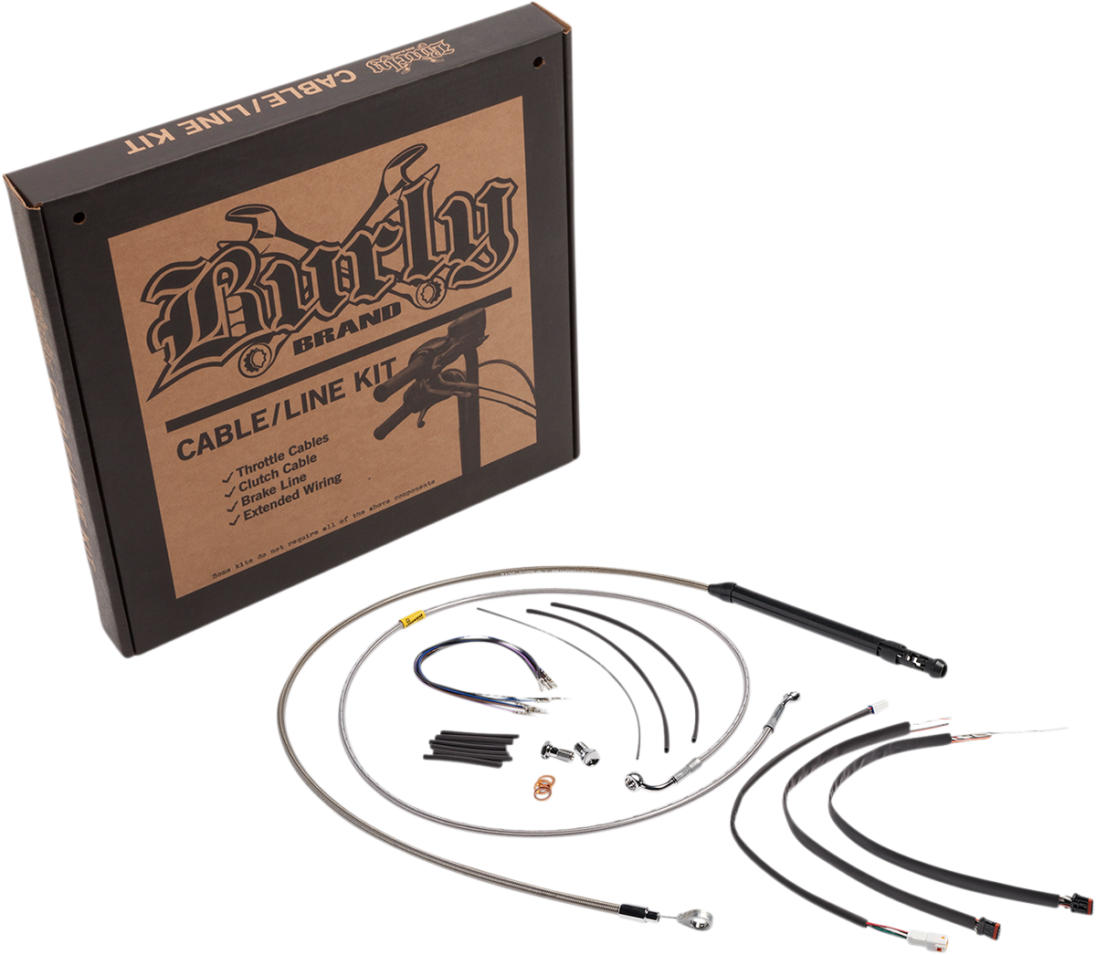 Handlebar Cable/Brake Line Kit For Burly Ape Handlebars - 16" Gorilla - Softail/Touring - Stainless