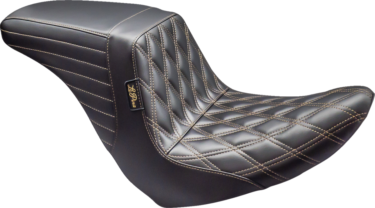 Kickflip Up Front Seat - Double Diamond W/ Chestnut Thread - Black - FL/FX '18-'24
