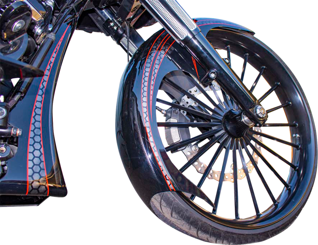 Talon Front Fender - 21" Wheel - With Black Adapters - HD Touring
